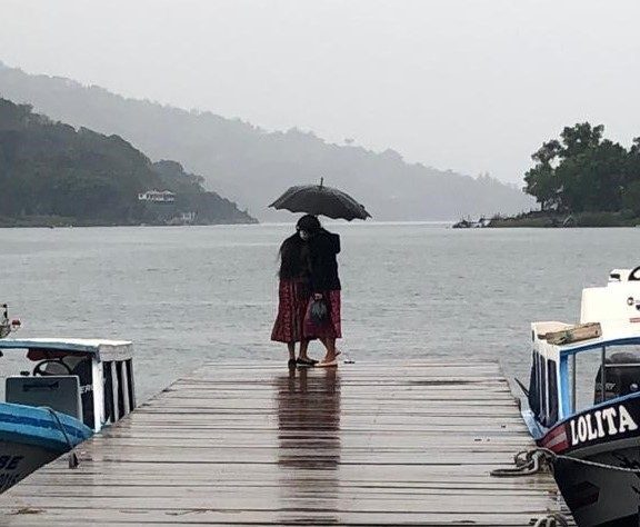 Lake Atitlán in October with wet season fading and lush landscapes