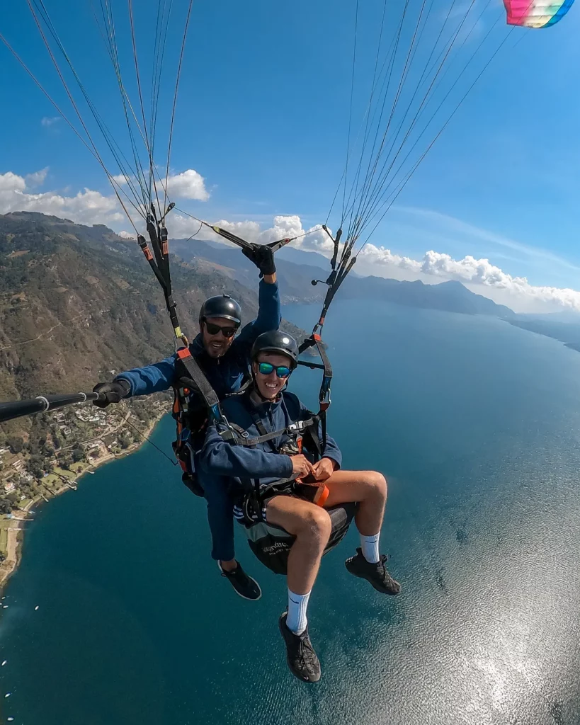 Paragliding at Lake Atitlán during windy peak season March and April