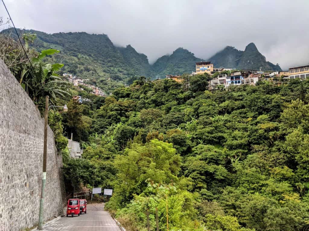 Scenic hillside view of Santa Cruz La Laguna Lake Atitlán, secluded town