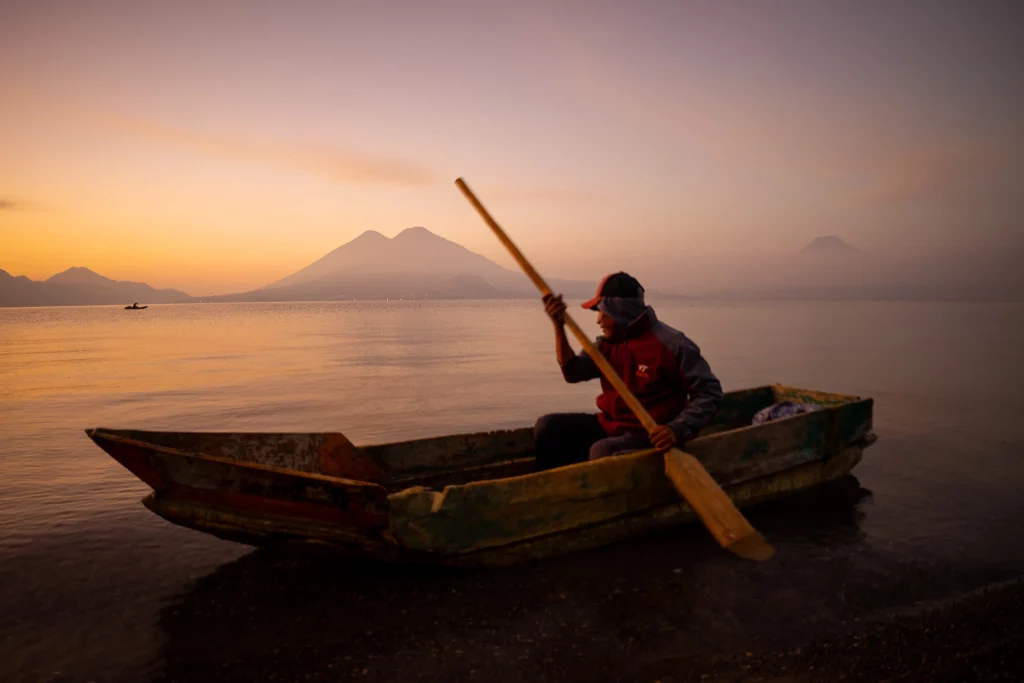 Students on Lake Atitlán boat between towns